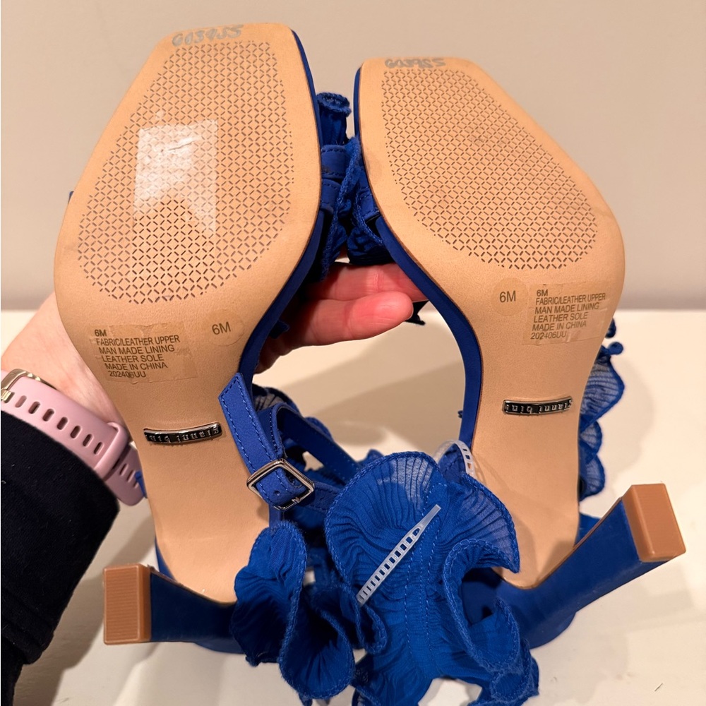 Gianni Bini Royal Blue Ruffled High Heel Sandals - Picture 8 of 10